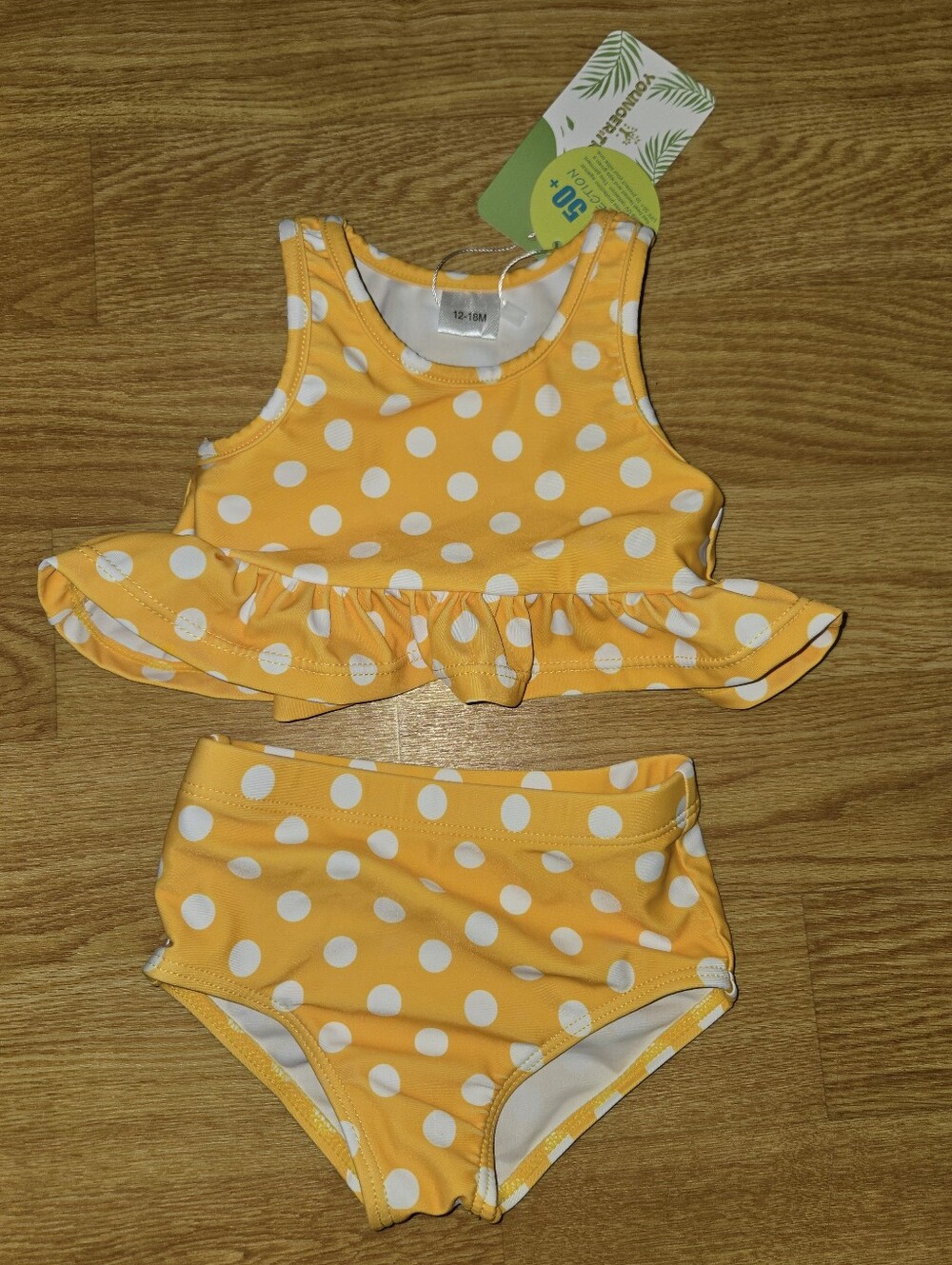 Yellow Polka Dot Tankini Bathing Suit Baby Girl 12-18 Months